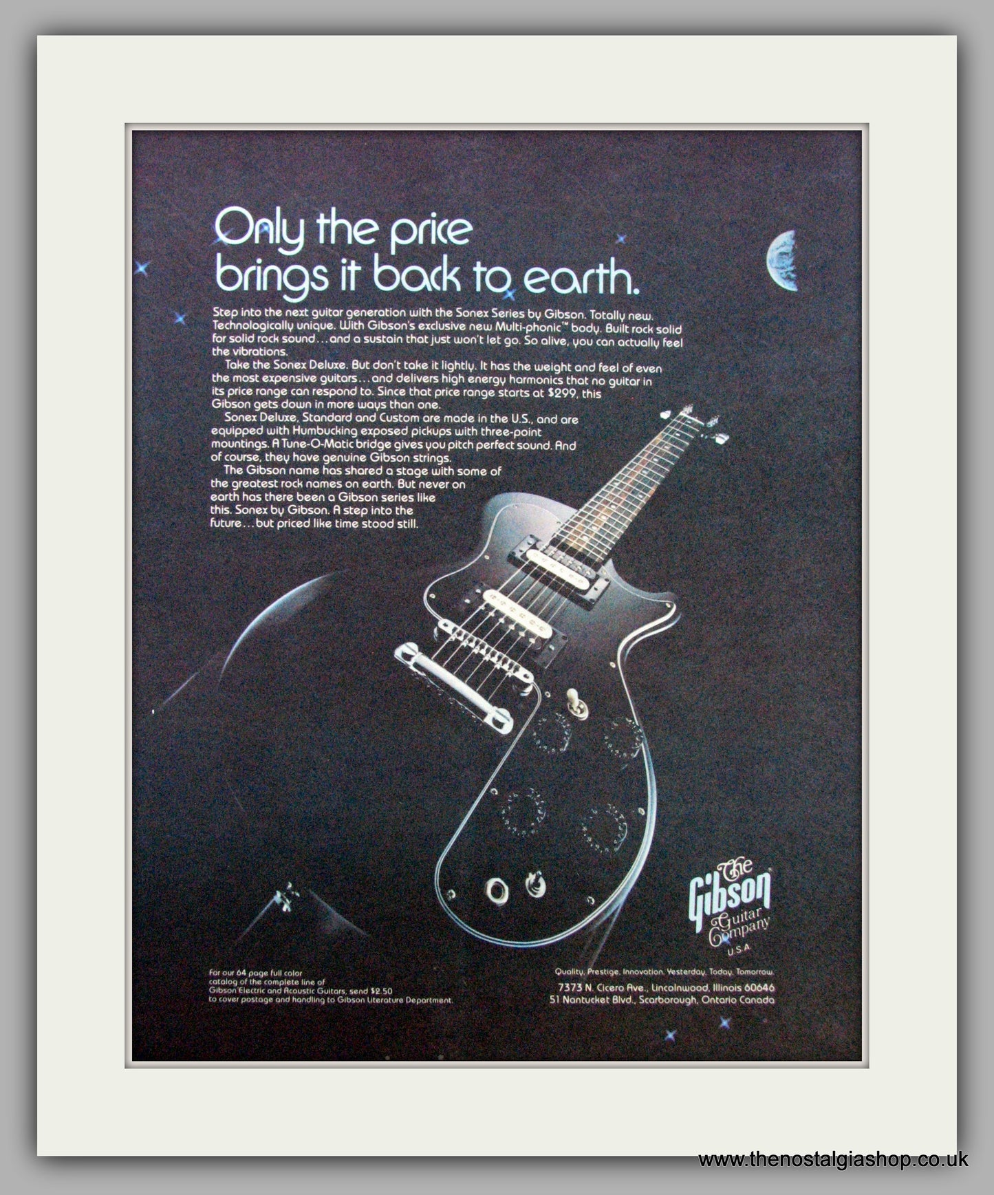 Gibson Sonex Deluxe Guitar. Original Advert 1980 (ref AD9483)