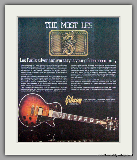 Gibson Guitars. Les Paul's silver Anniversary. Original Advert 1978 (ref AD9486)