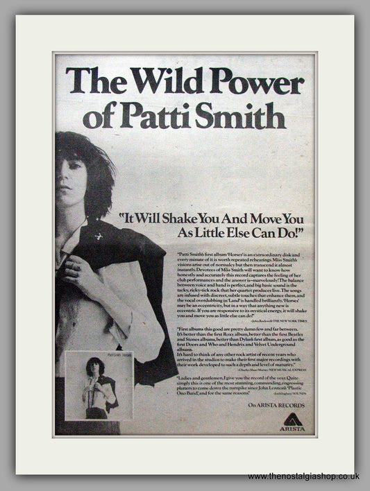 Patti Smith. Horses. Original Advert 1975 (ref AD9506)