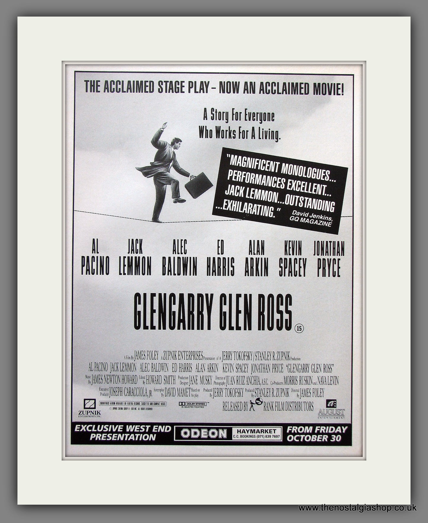 Glencarry Glen Ross. 1992 Original Advert (ref AD54897)