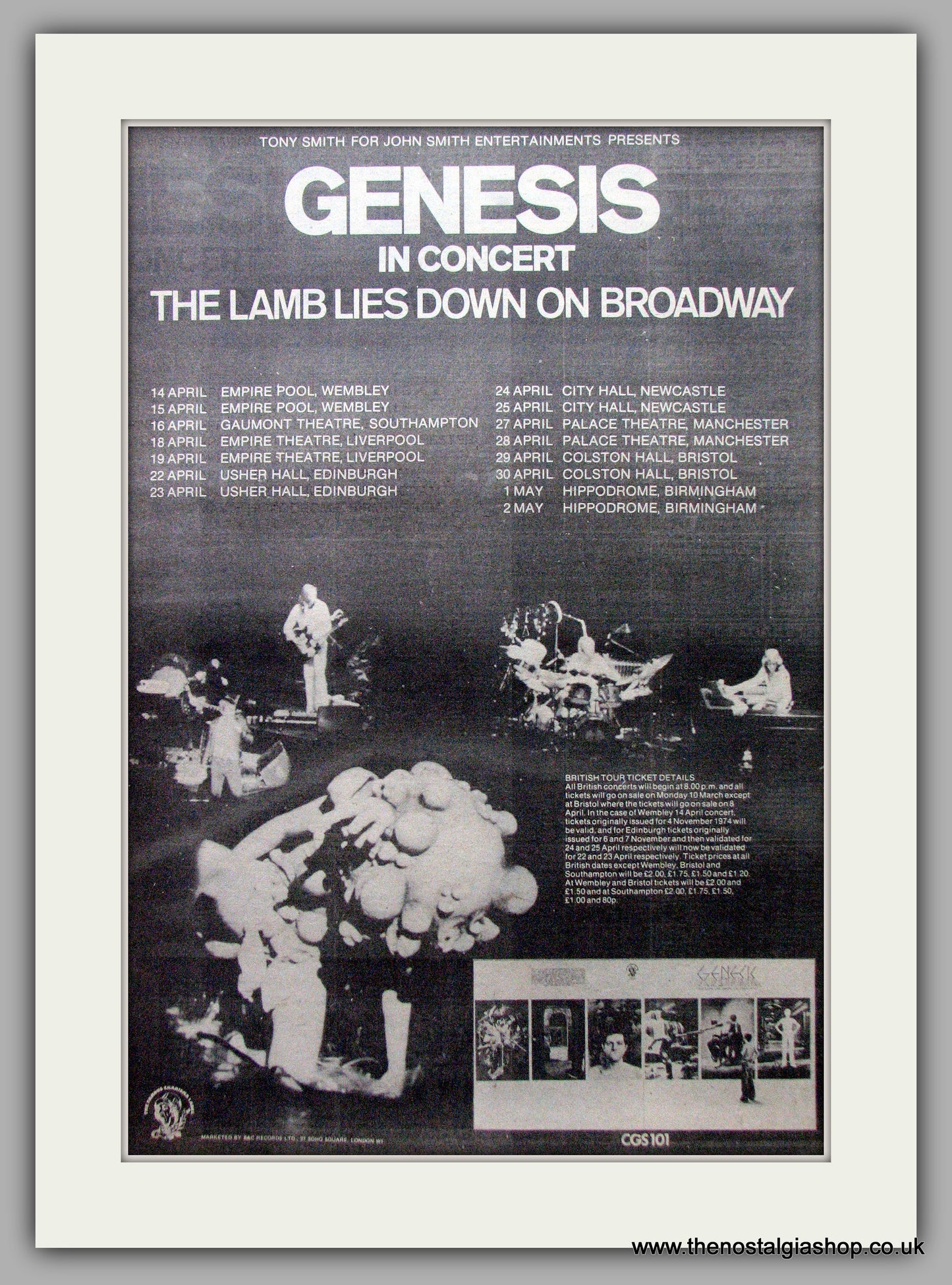 Genesis In Concert. Vintage Advert 1975 (ref AD9533)