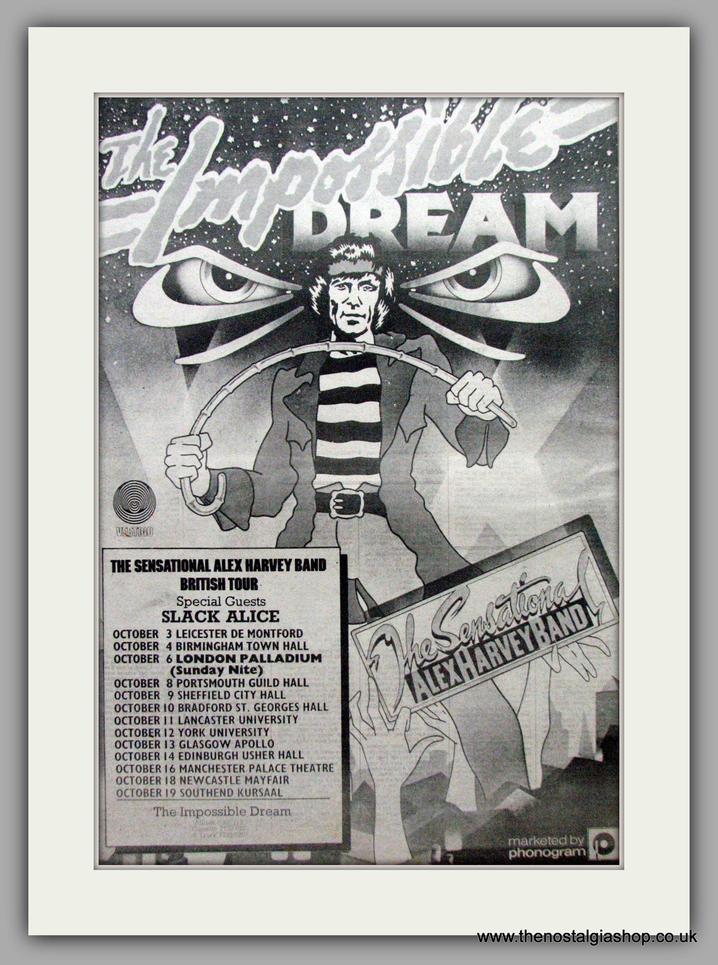 Sensational Alex Harvey Band. The Impossible Dream. Vintage Advert 1974 (ref AD9561)