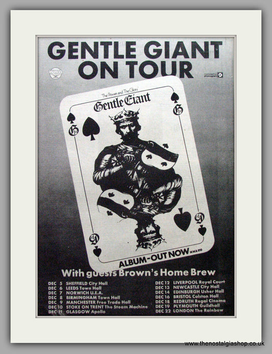 Gentle Giant. The Power and The Glory. Vintage Advert 1974 (ref AD9590)