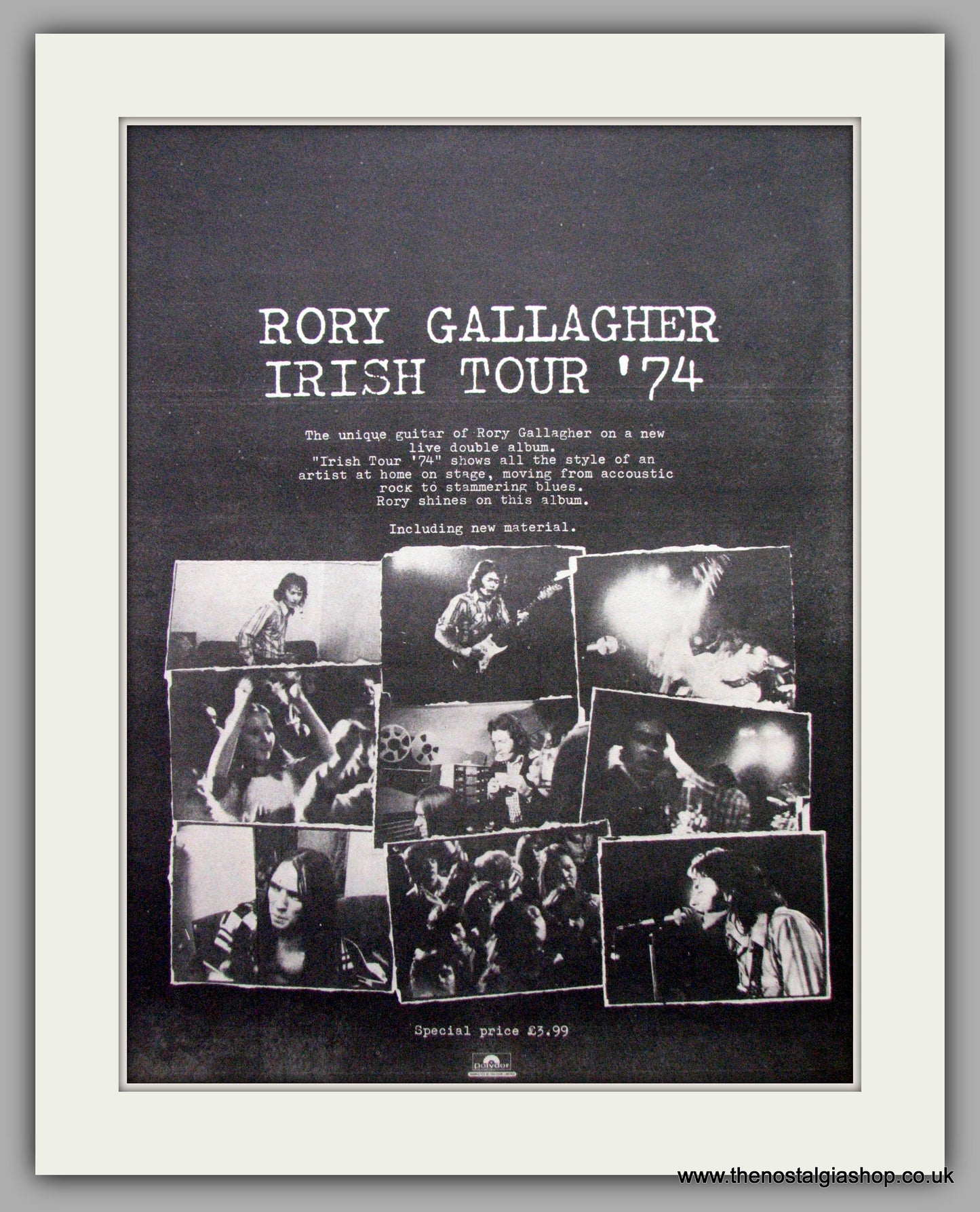 Rory Gallagher Irish Tour '74. Vintage Advert 1974 (ref AD9594)