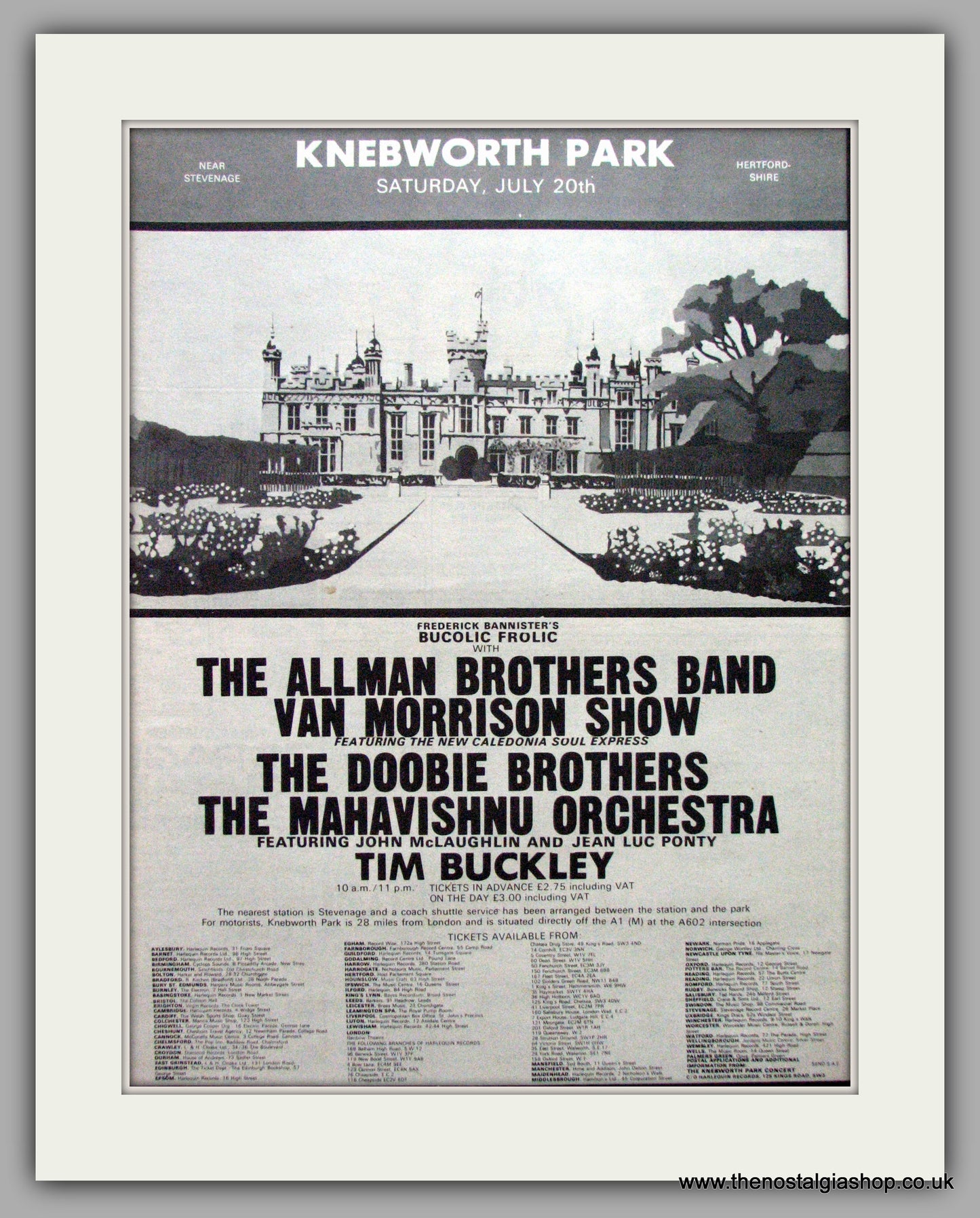 Knebworth Park July 20th 1974 Concert. Vintage Advert 1974 (ref AD9596)