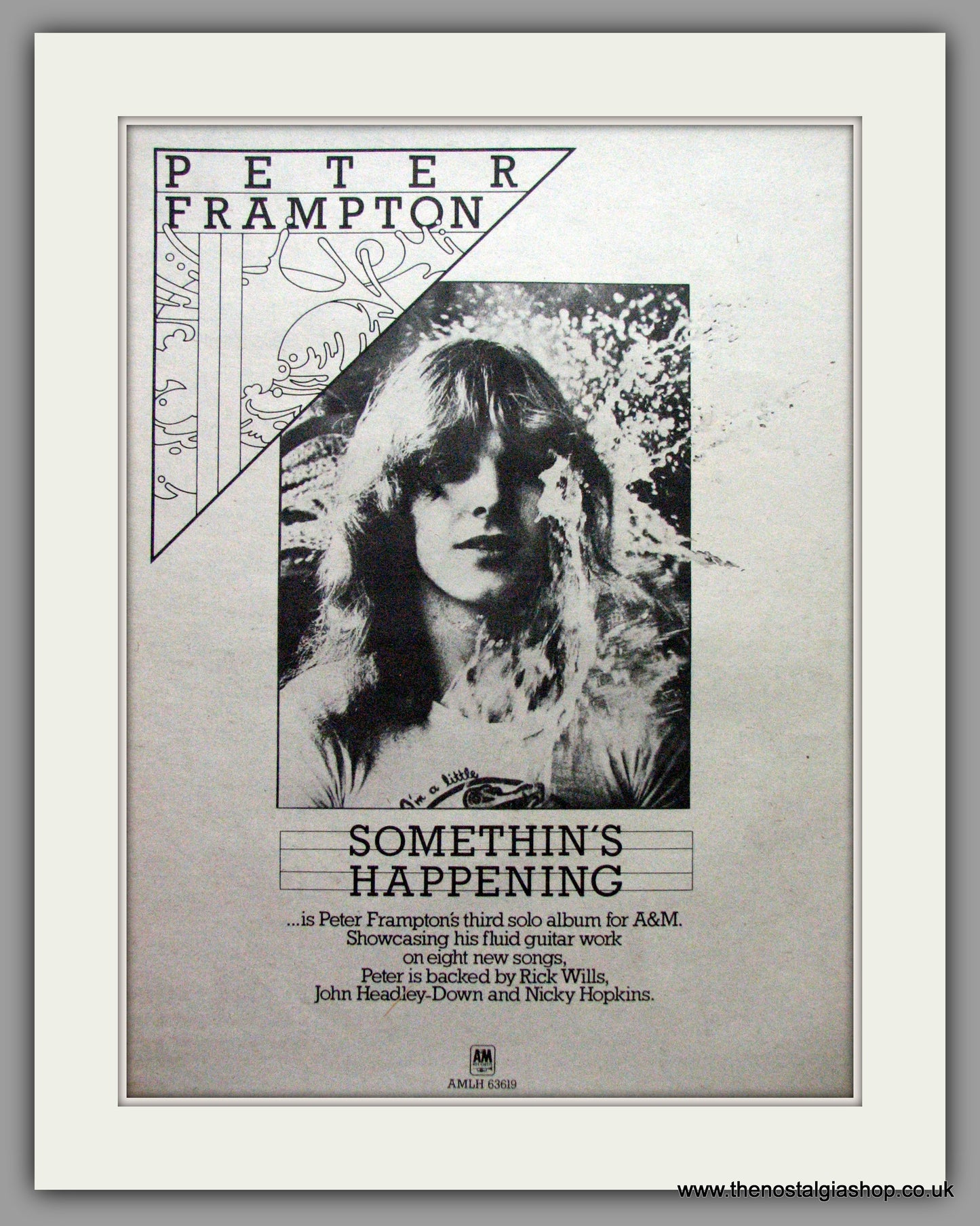 Peter Frampton. Somethin's Happening. Vintage Advert 1974 (ref AD9601)