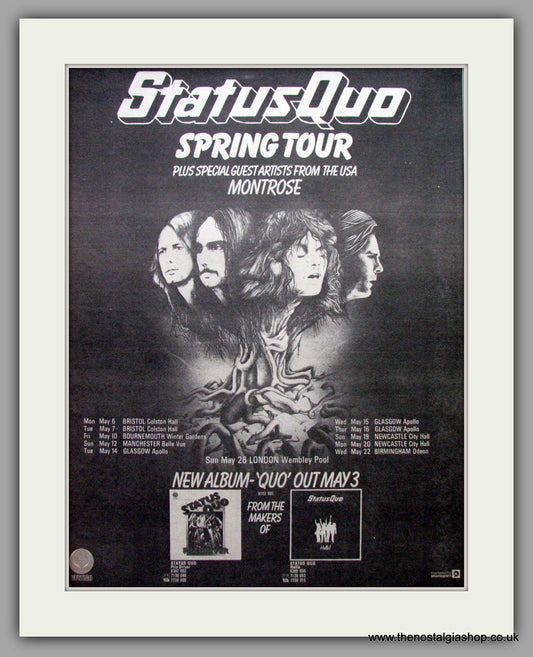 Status Quo. Spring Tour with Montrose. Vintage Advert 1974 (ref AD9604)