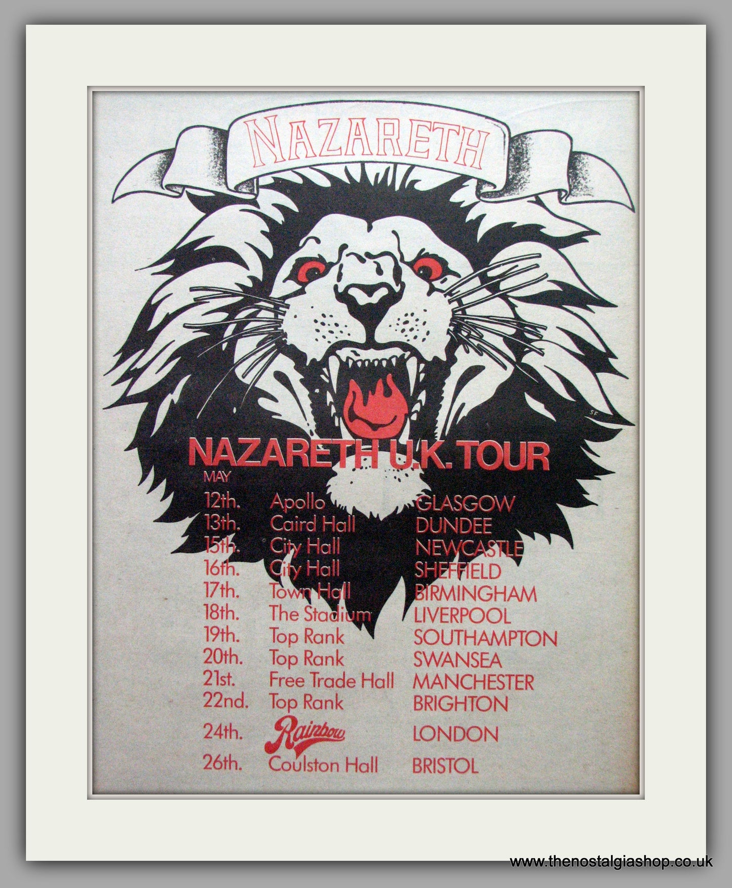 Nazareth UK Tour. Vintage Advert 1974 (ref AD9605)