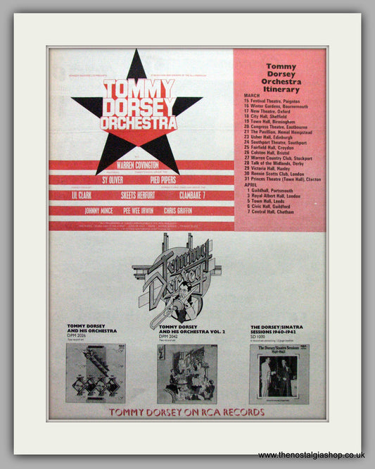 Tommy Dorsey Orchestra UK Tour. Vintage Advert 1974 (ref AD9611)