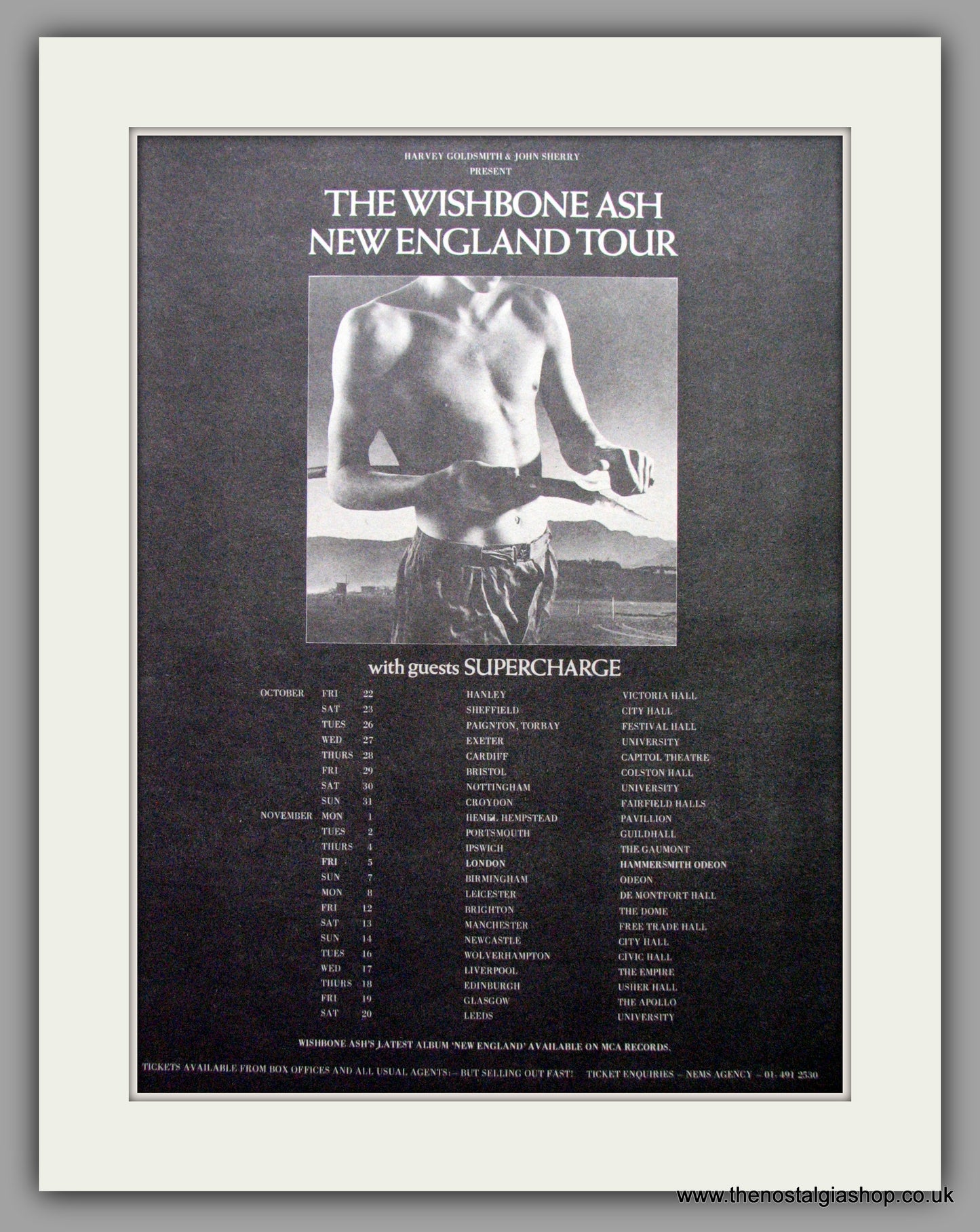 Wishbone Ash. New England Tour. Vintage Advert 1976 (ref AD9633)