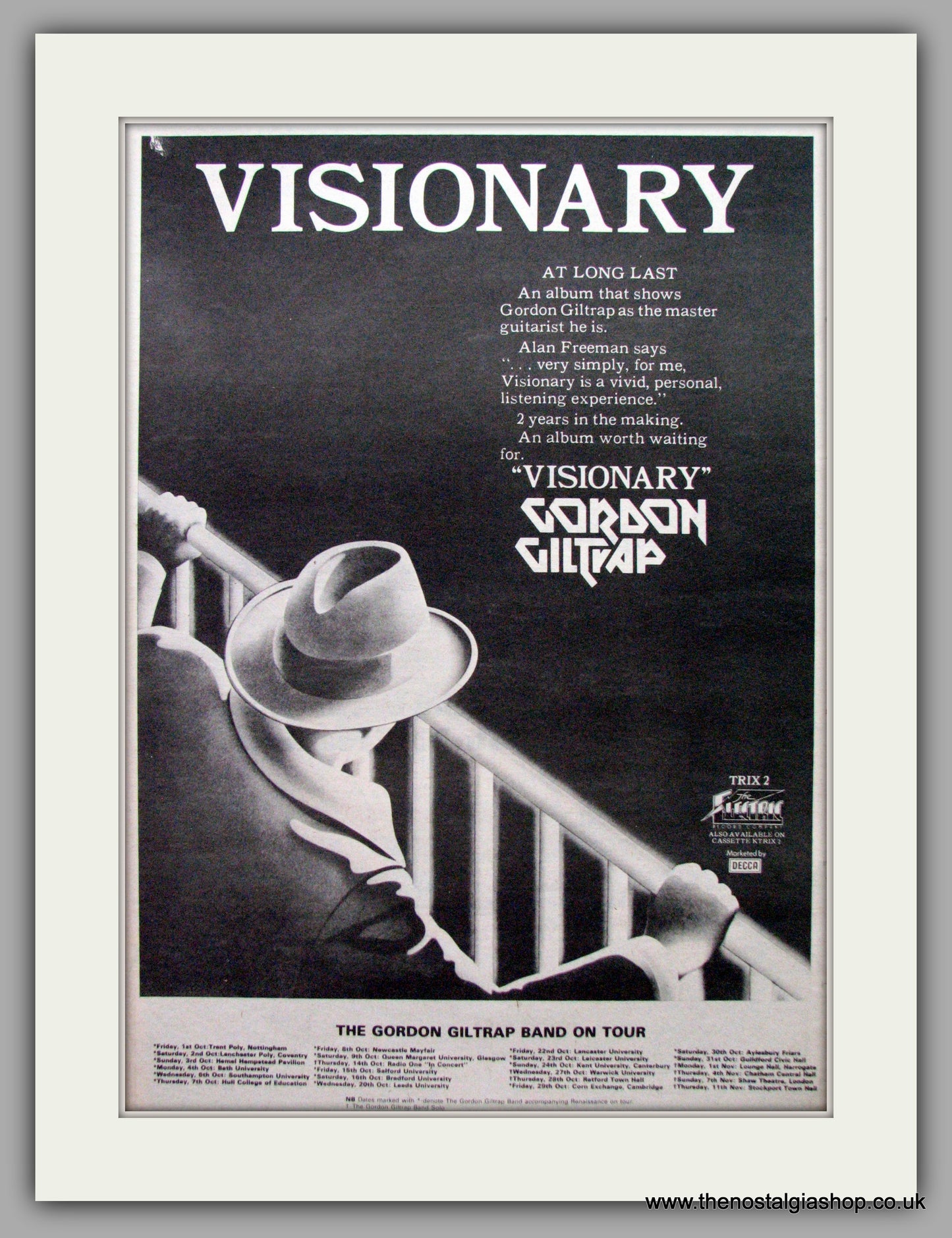 Gordon Giltrap. Visionary. Vintage Advert 1976 (ref AD9634)