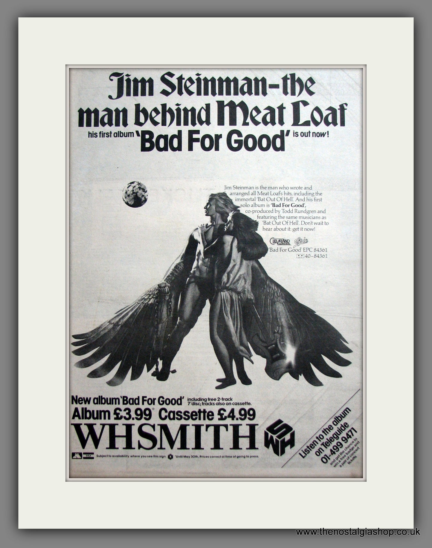 Jim Steinman. Bad For Good. Original Advert 1981 (ref AD12290)