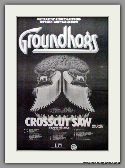 Groundhogs. Crosscut Saw and UK Tour. Vintage Advert 1976 (ref AD9637)