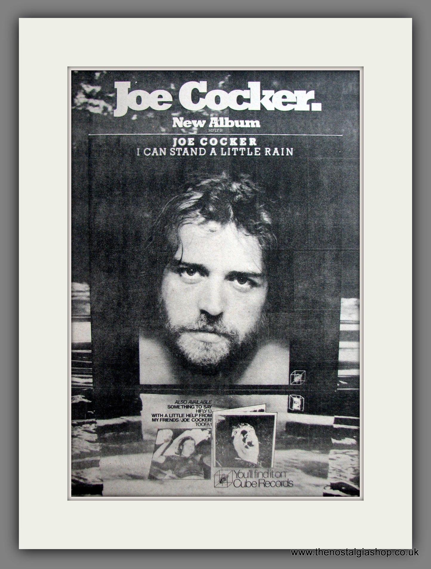 Joe Cocker. I Can Stand A Little Rain. Original Advert 1974 (ref AD12327)