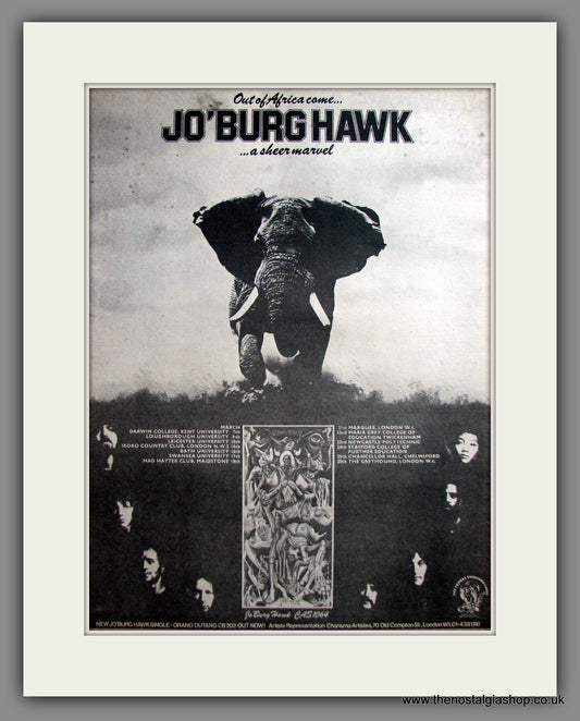 Jo'Burg Hawk Tour Dates. Original Advert 1973 (ref AD12410)