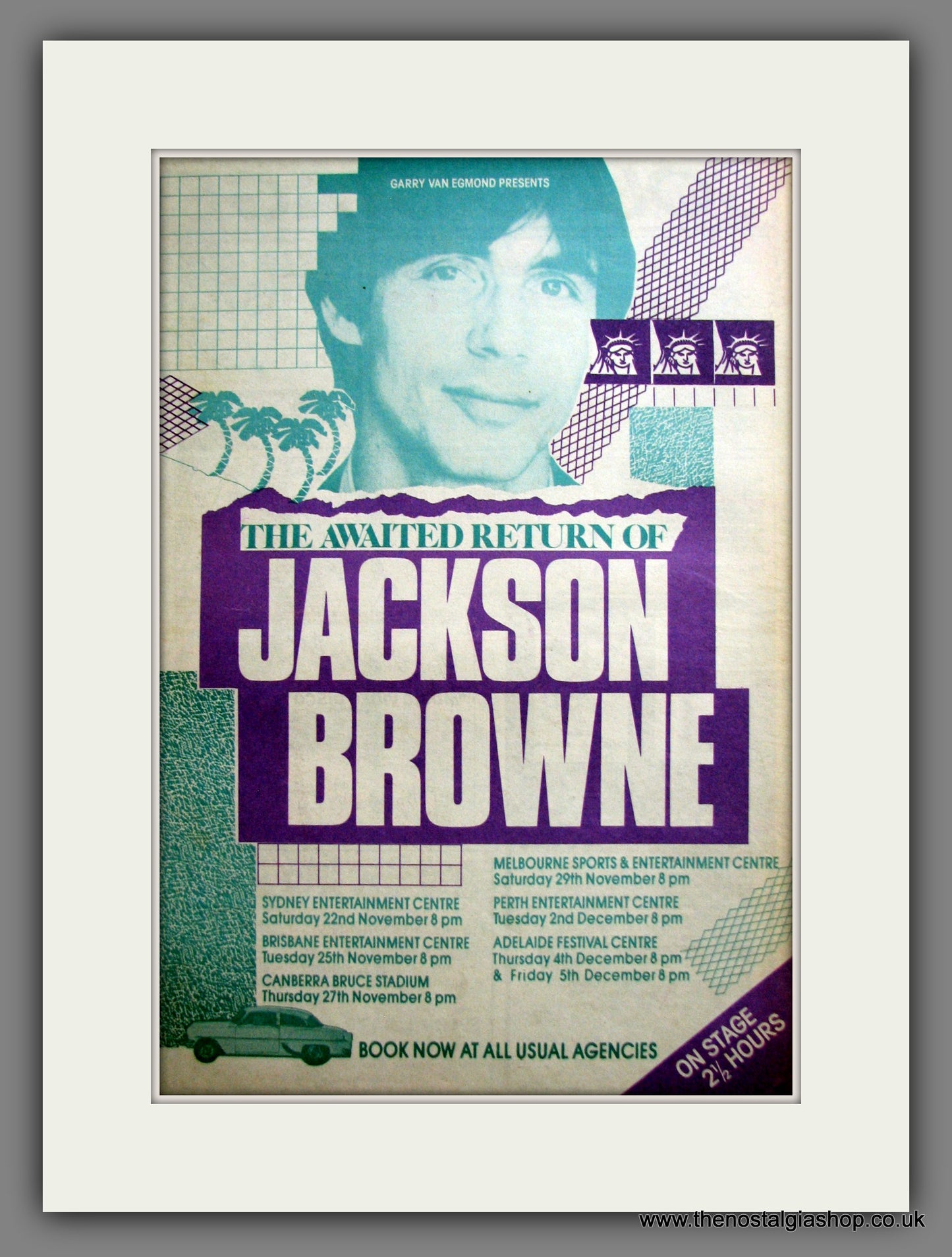 Jackson Browne Australian Tour Dates. Original Advert 1986 (ref AD12420)