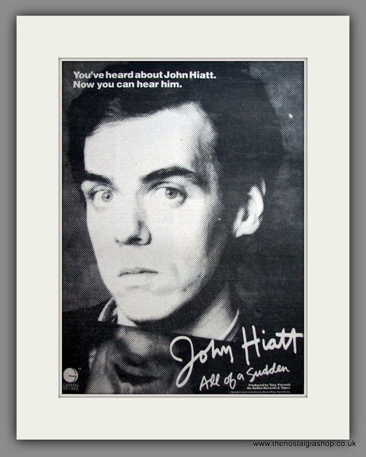 John Hiatt All Of A Sudden. Original Advert 1982 (ref AD12428)