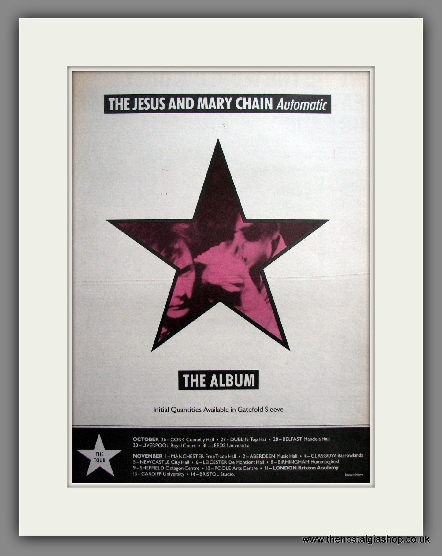 Jesus And Mary Chain, Automatic. Original Advert 1989 (ref AD12432)