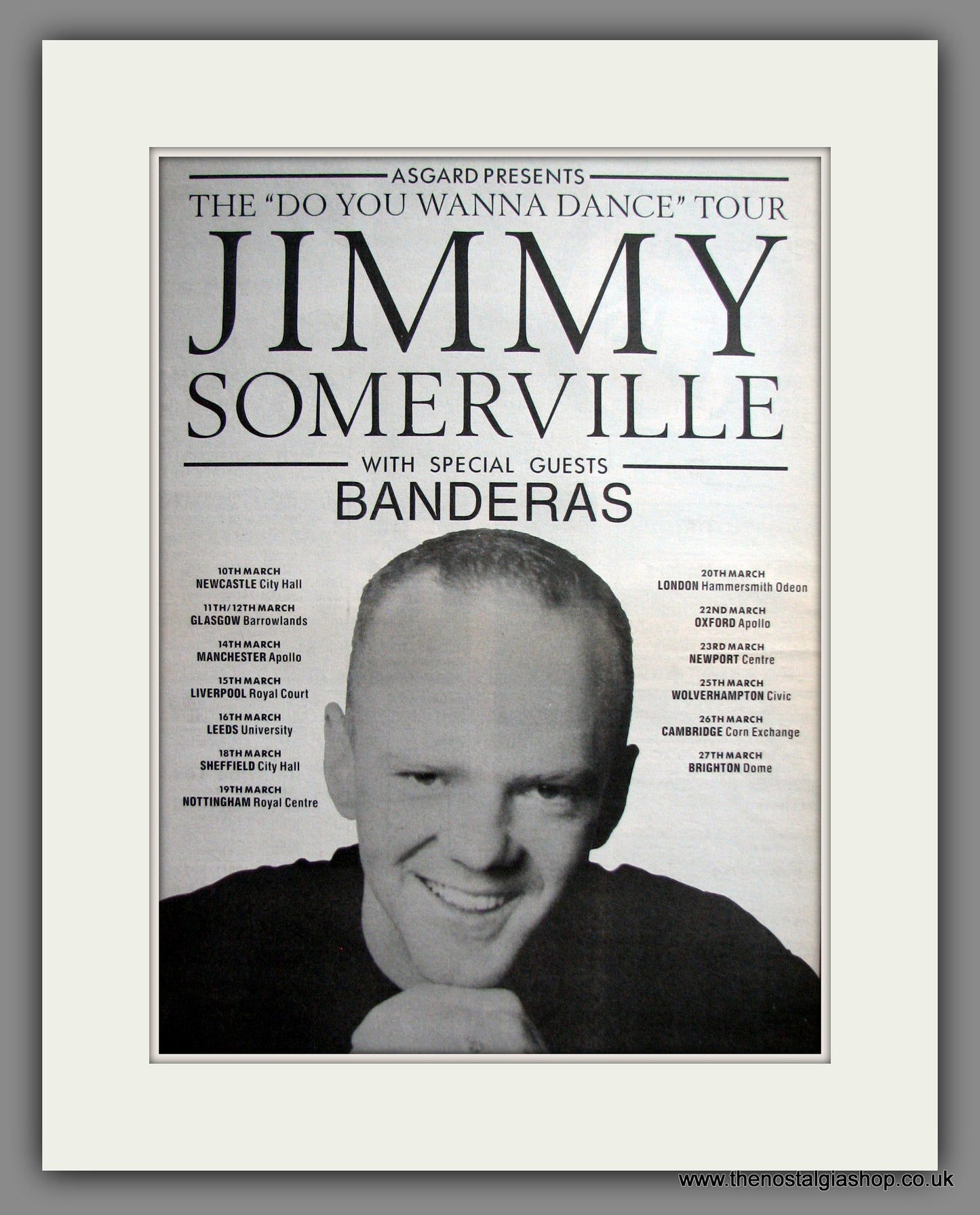 Jimmy Somerville, Tour Dates. Original Advert 1991 (ref AD12438)