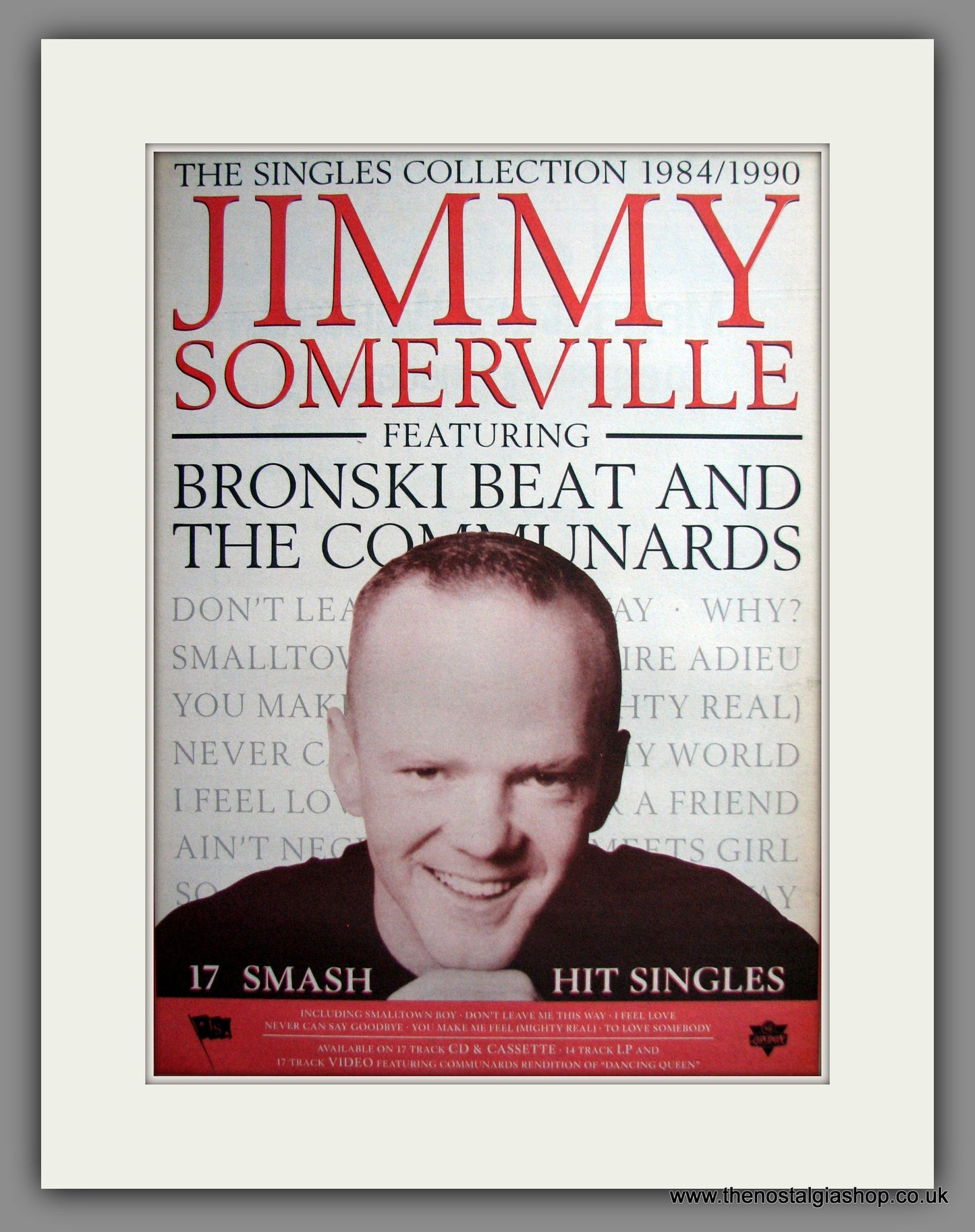 Jimmy Somerville, The Singles Collection. Original Advert 1990 (ref AD12441)