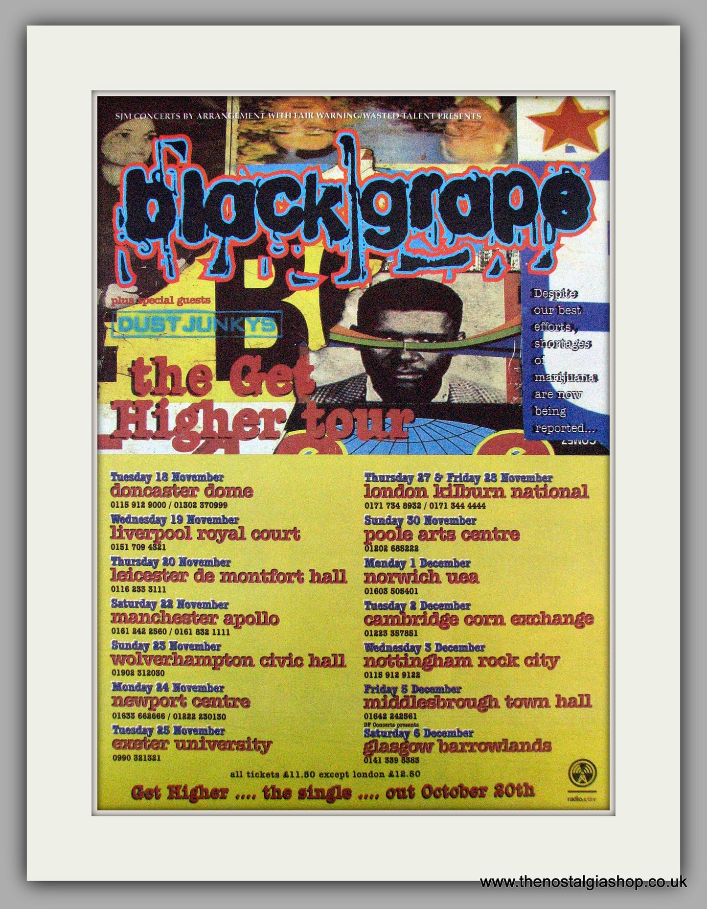 Black Grape. The Get Higher Tour. Vintage Advert 1997 (ref AD9644)