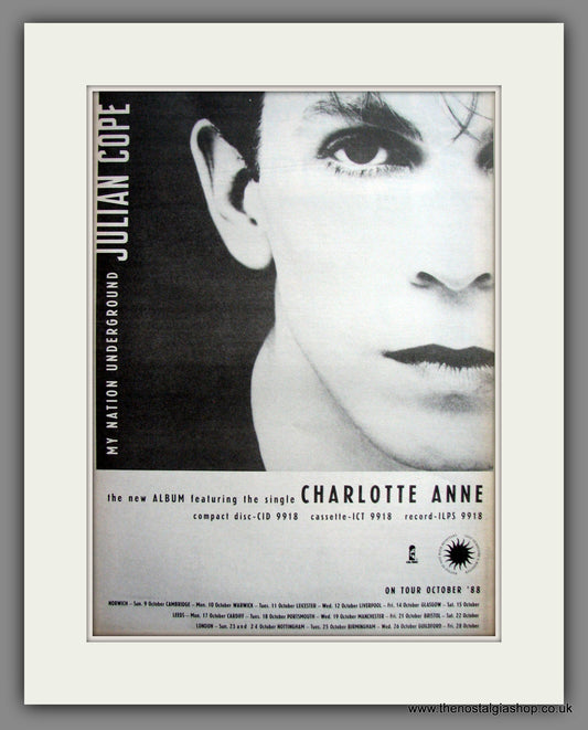 Julian Cope, My Nation Underground. Original Advert 1988 (ref AD12447)