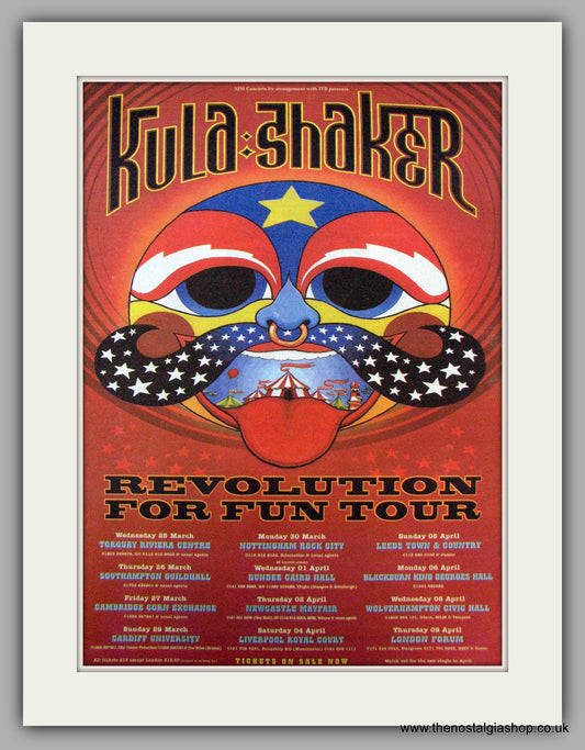 Kula Shaker. Revolution For Fun Tour. Vintage Advert 1998 (ref AD9645)