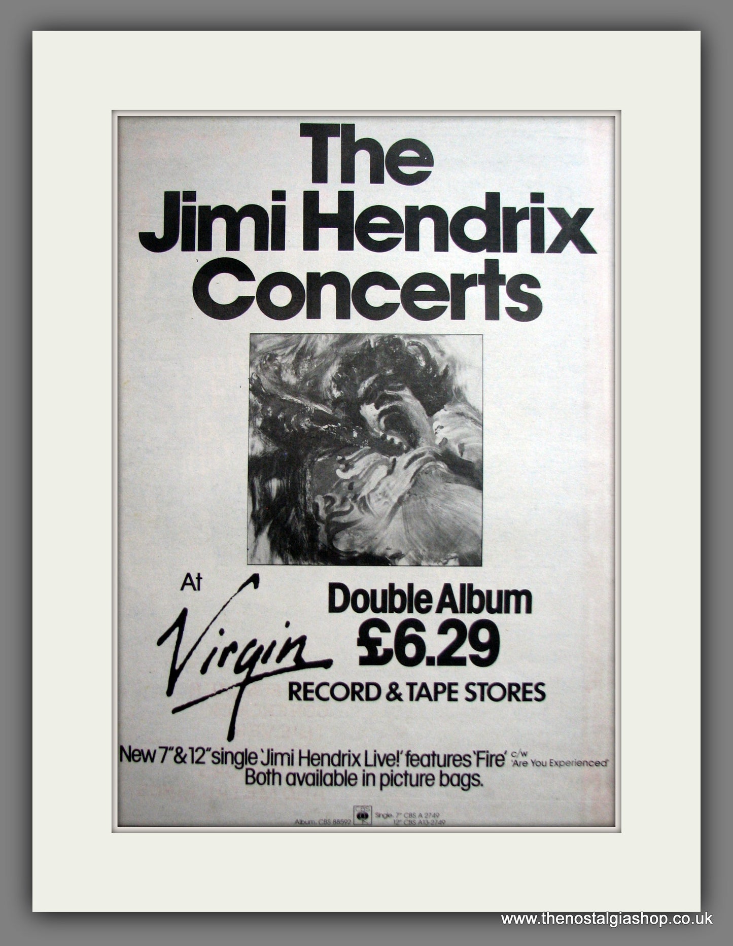 Jimi Hendrix Concerts. Original Advert 1982 (ref AD12453)