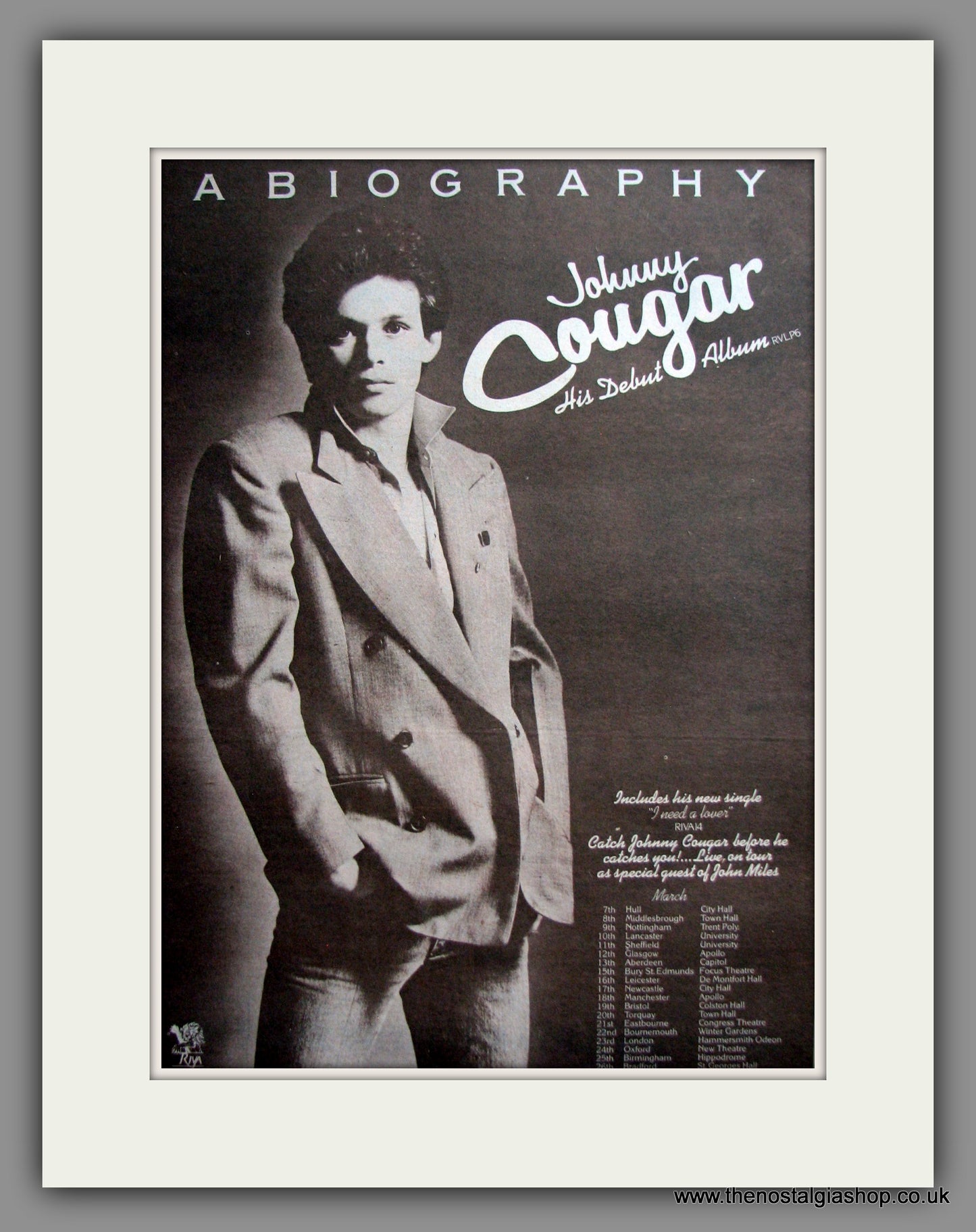 John Cougar A Biography. Original Advert 1978 (ref AD12484)