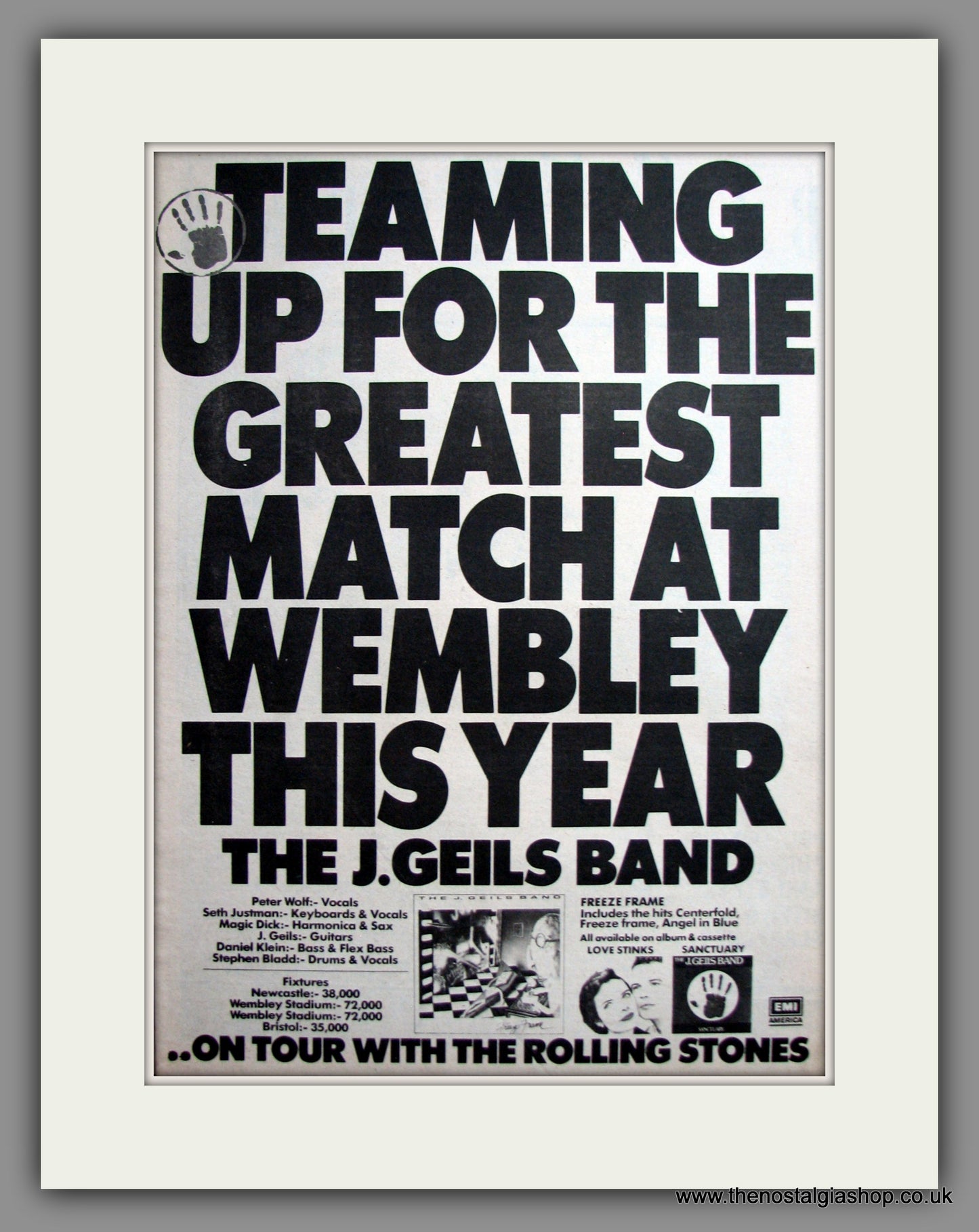 J.Geils Band (The) On Tour. Original Advert 1982 (ref AD12485)