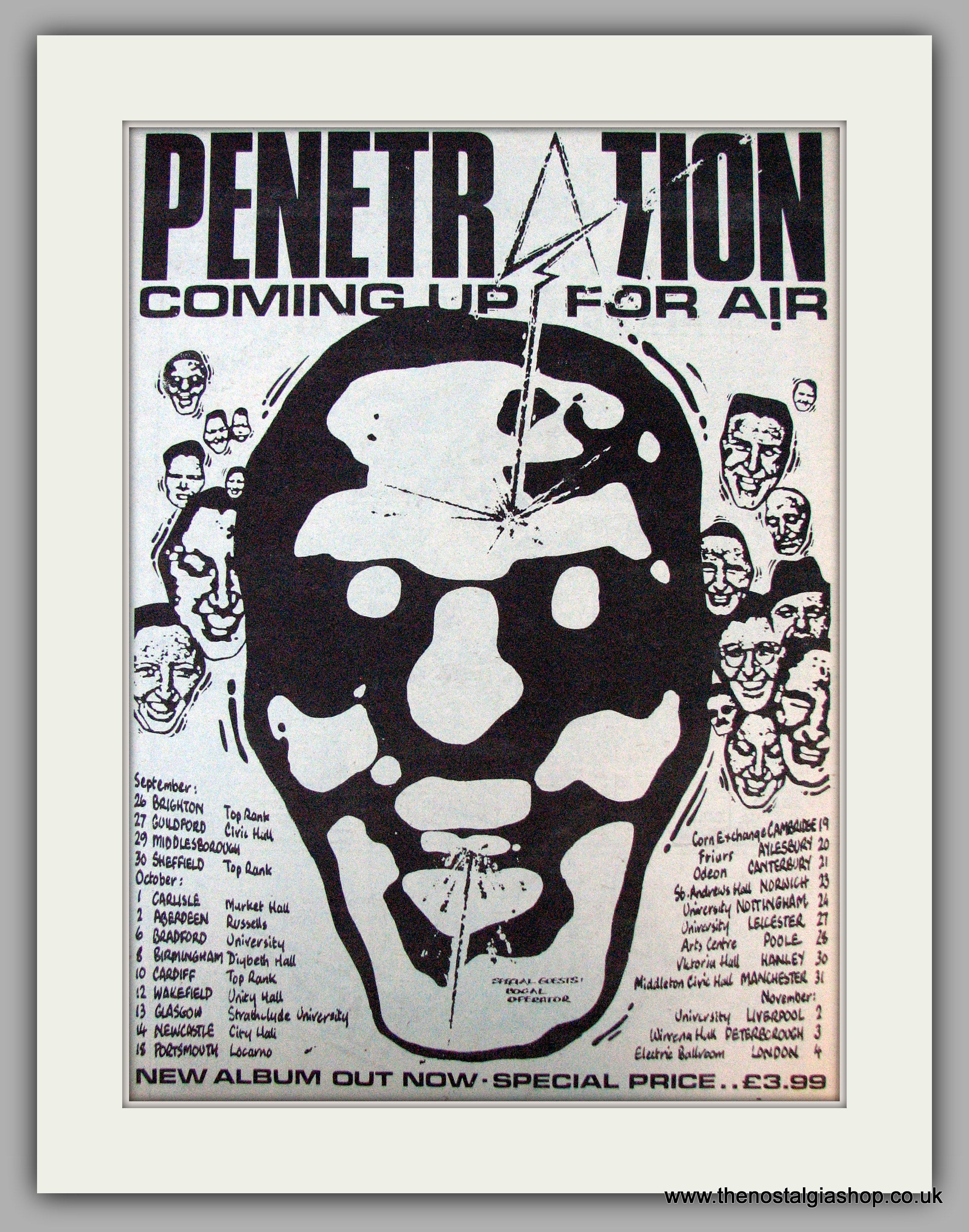 Penetration. Coming Up For Air. Tour Dates 1979. Vintage Advert 1979 