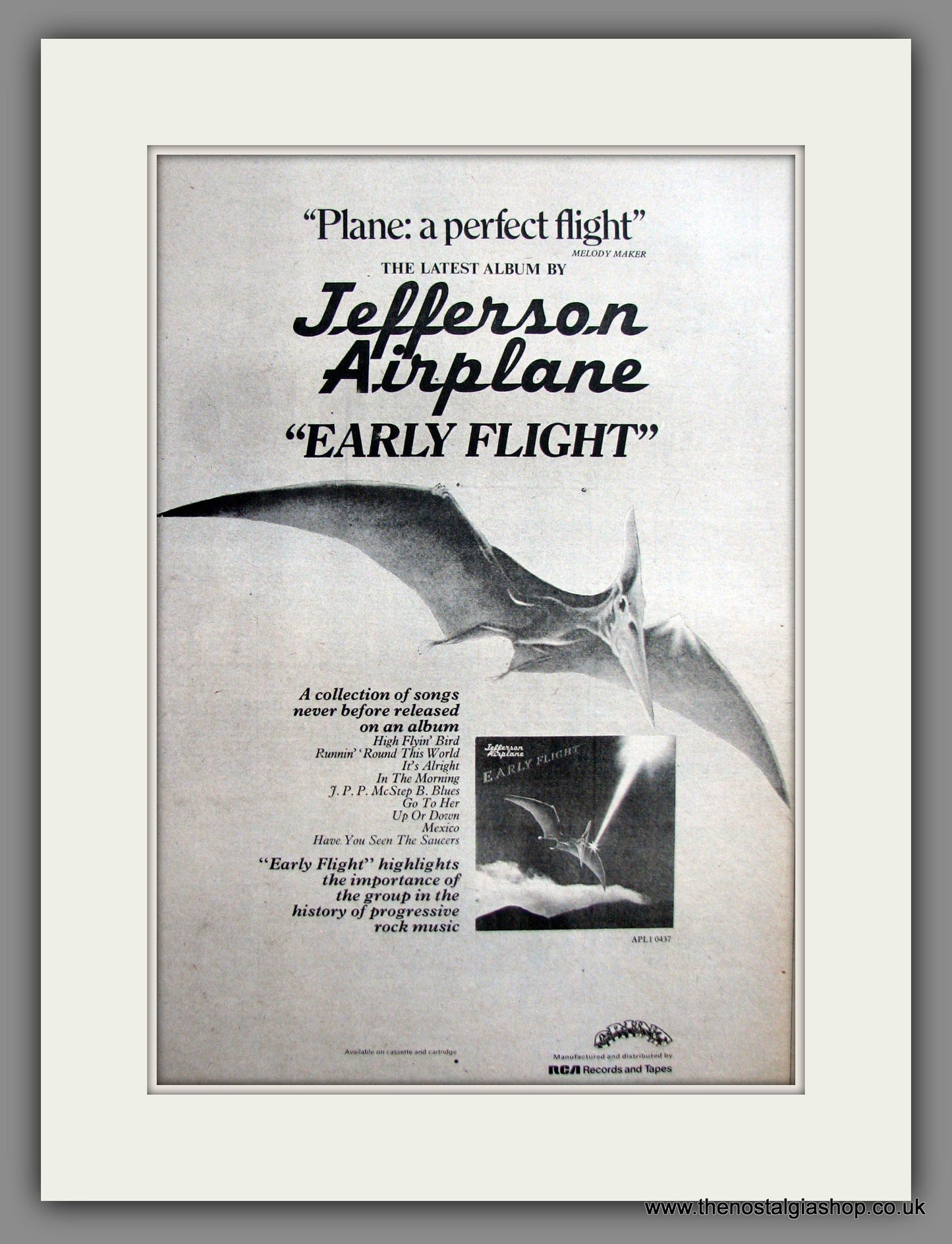 Jefferson Airplane Early Flight. Original Advert 1974 (ref AD12490)