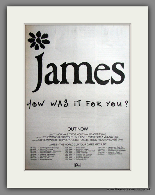 James How Was It For You? Original Advert 1990 (ref AD12503)