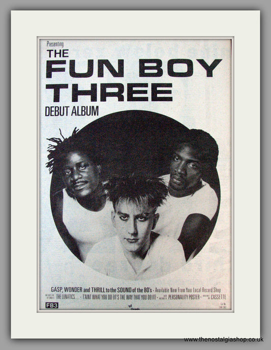 Fun Boy Three. Debut Album. Vintage Advert 1982 (ref AD9707)