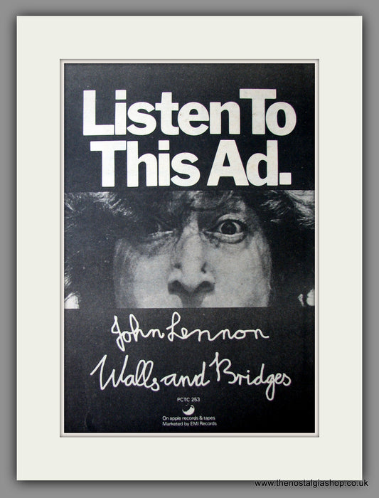 John Lennon Walls And Bridges. Original Advert 1974 (ref AD12553)