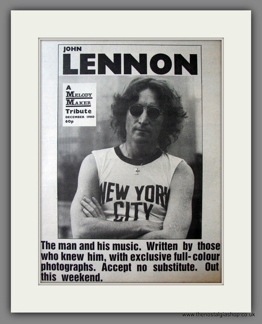 John Lennon Tribute. Original Advert 1980 (ref AD12555)