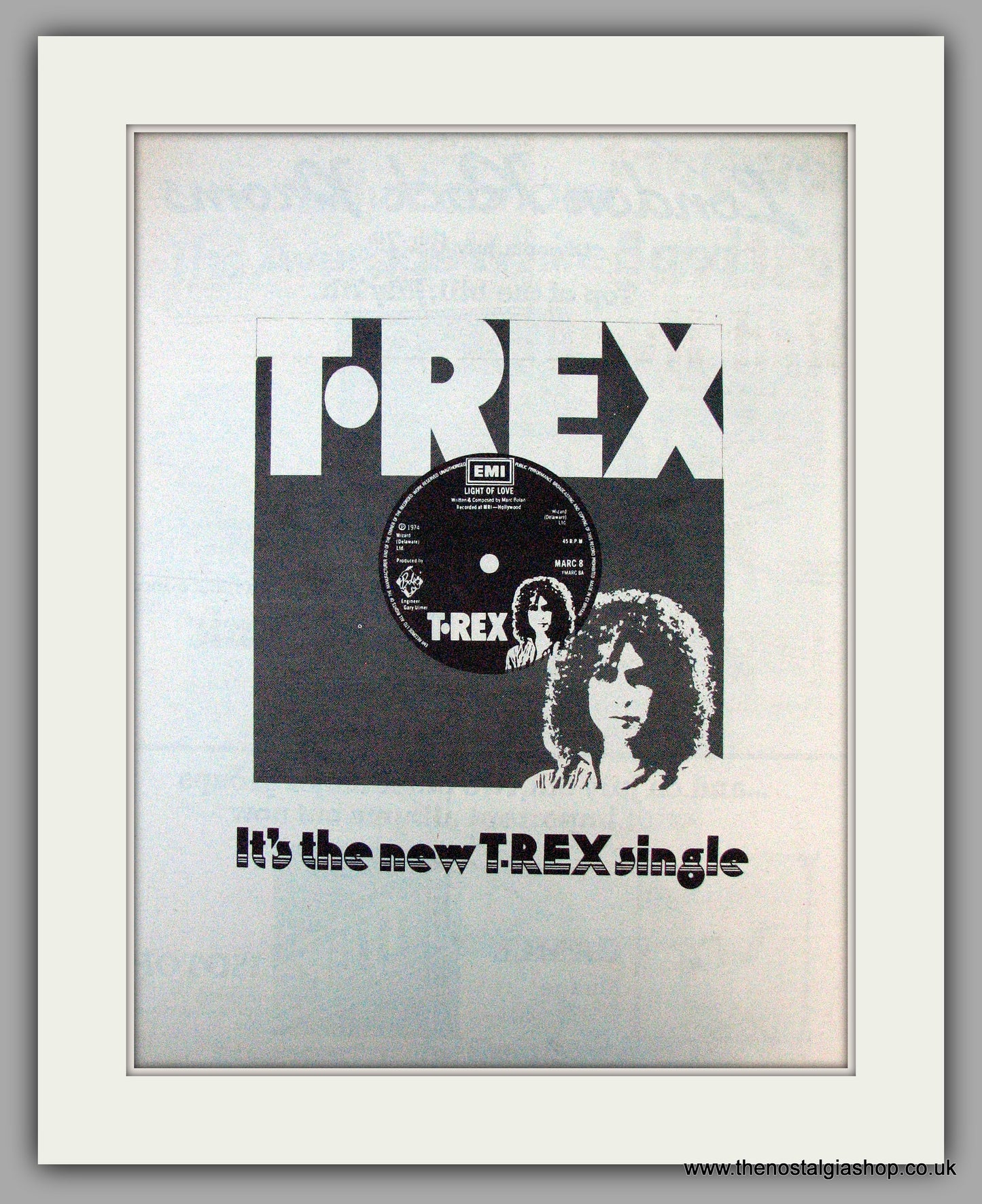 T-Rex. Light Of Love. Vintage Advert 1974 (ref AD9732)