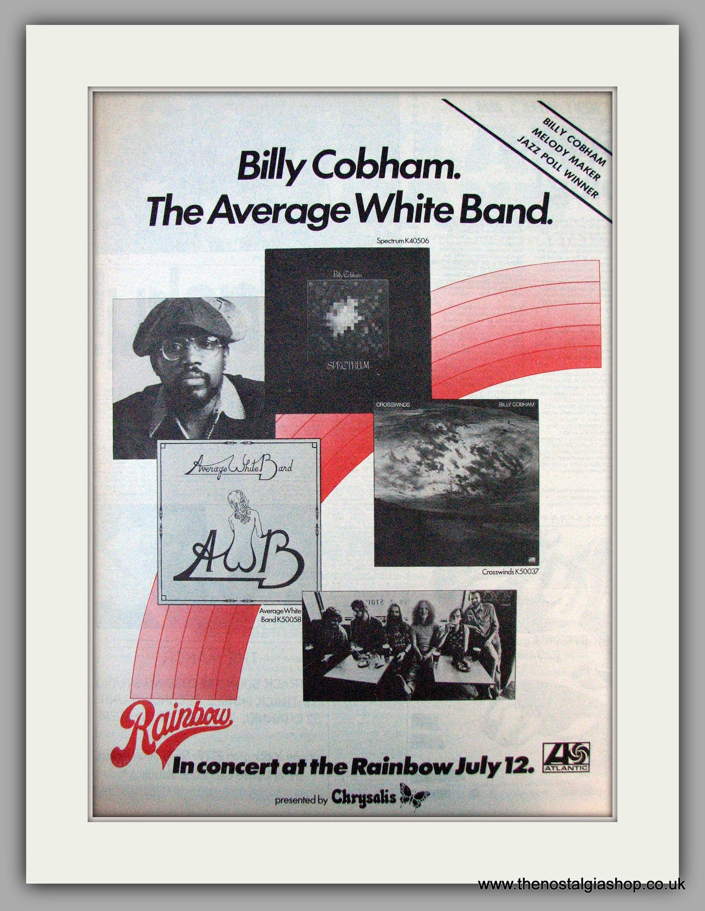 Billy Cobham. Spectrum, Crosswinds. Vintage Advert 1974 (ref AD9733)