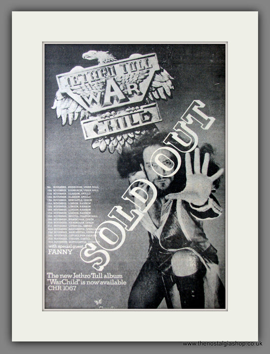 Jethro Tull War Child. Original Advert 1974 (ref AD12563)