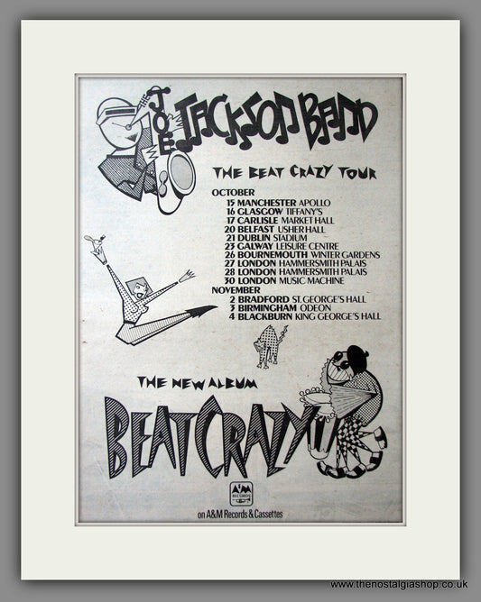 Joe Jackson Band The Beat Crazy Tour. Original Advert 1980 (ref AD12568)