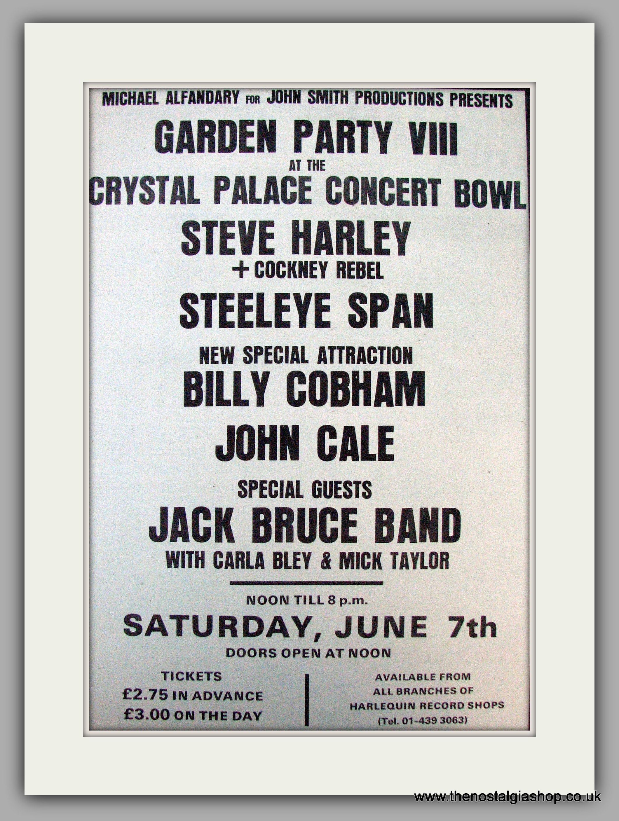 Crystal Palace Garden Party VIII. Live Concert Vintage Advert 1975 (re ...