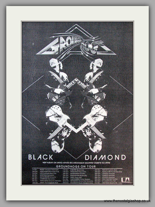 Groundhog. Black Diamond and UK Tour Dates. Vintage Advert 1976 (ref AD9747)