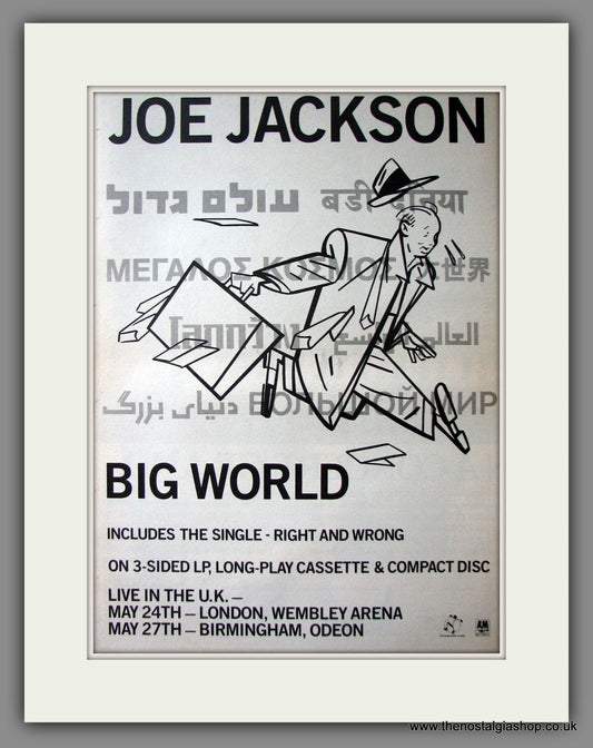 Joe Jackson Big World. Original Advert 1986 (ref AD12578)