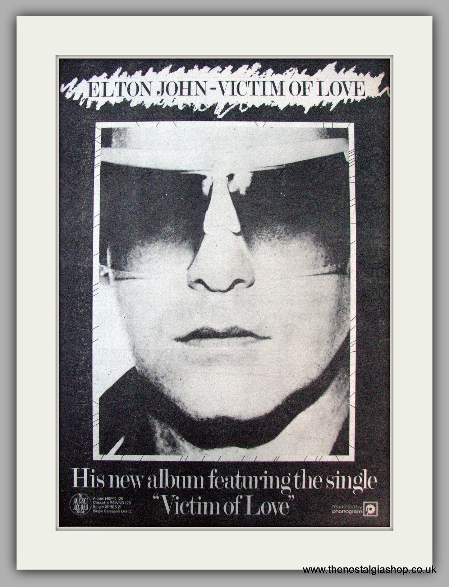 Elton John. Victim Of Love. Vintage Advert 1979 (ref AD9756)