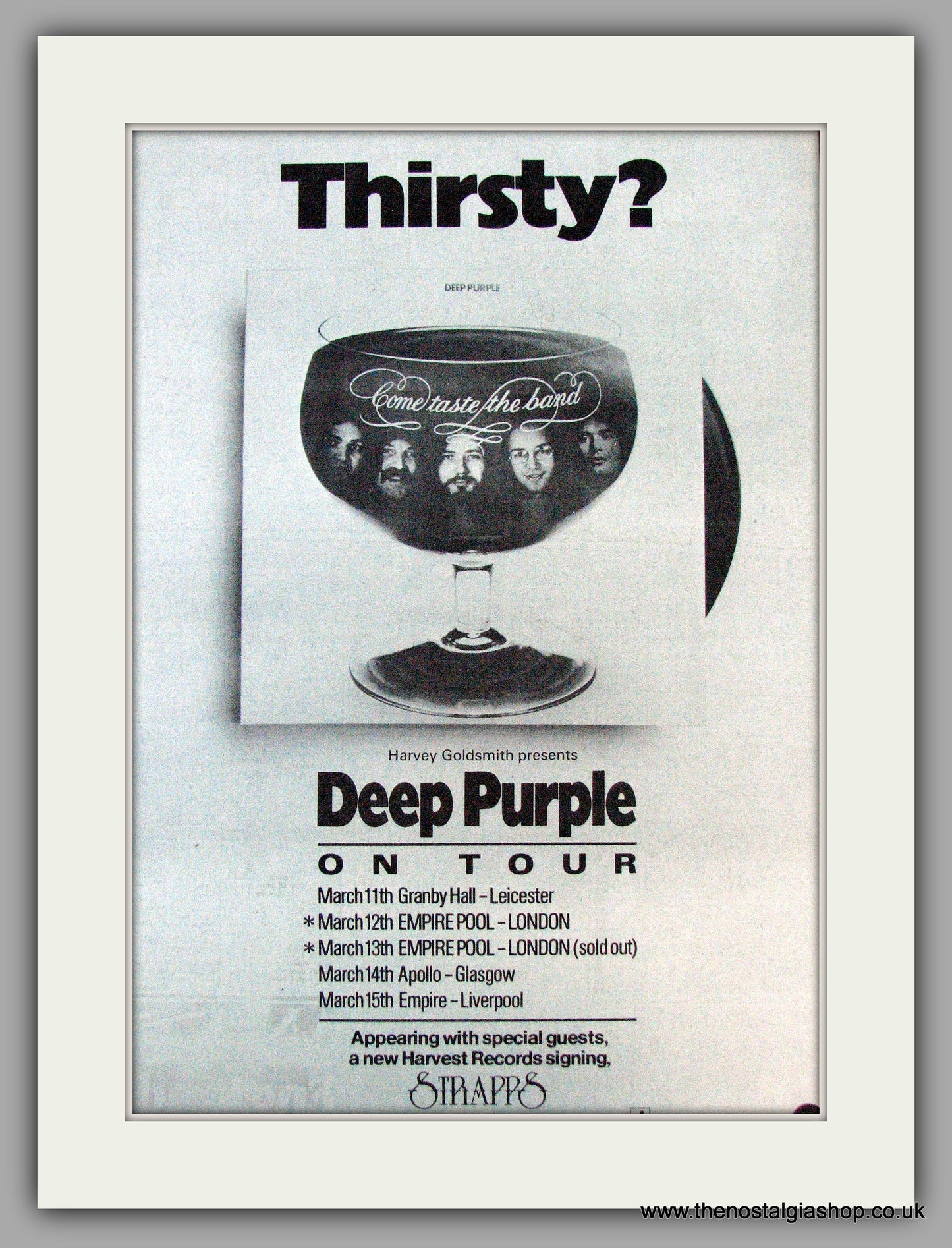 Deep Purple On Tour. Vintage Advert 1976 (ref AD9761)