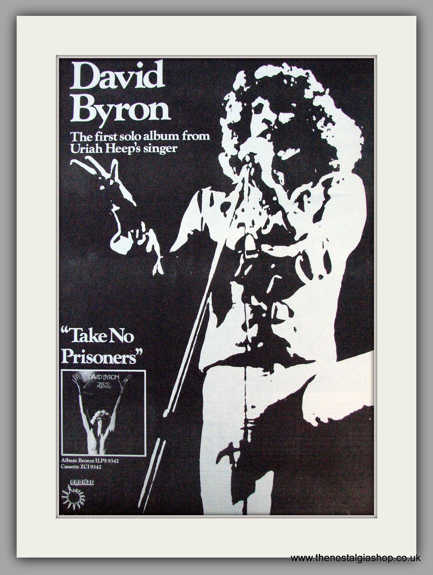 David Byron. Take No Prisoners. Vintage Advert 1976 (ref AD9767)