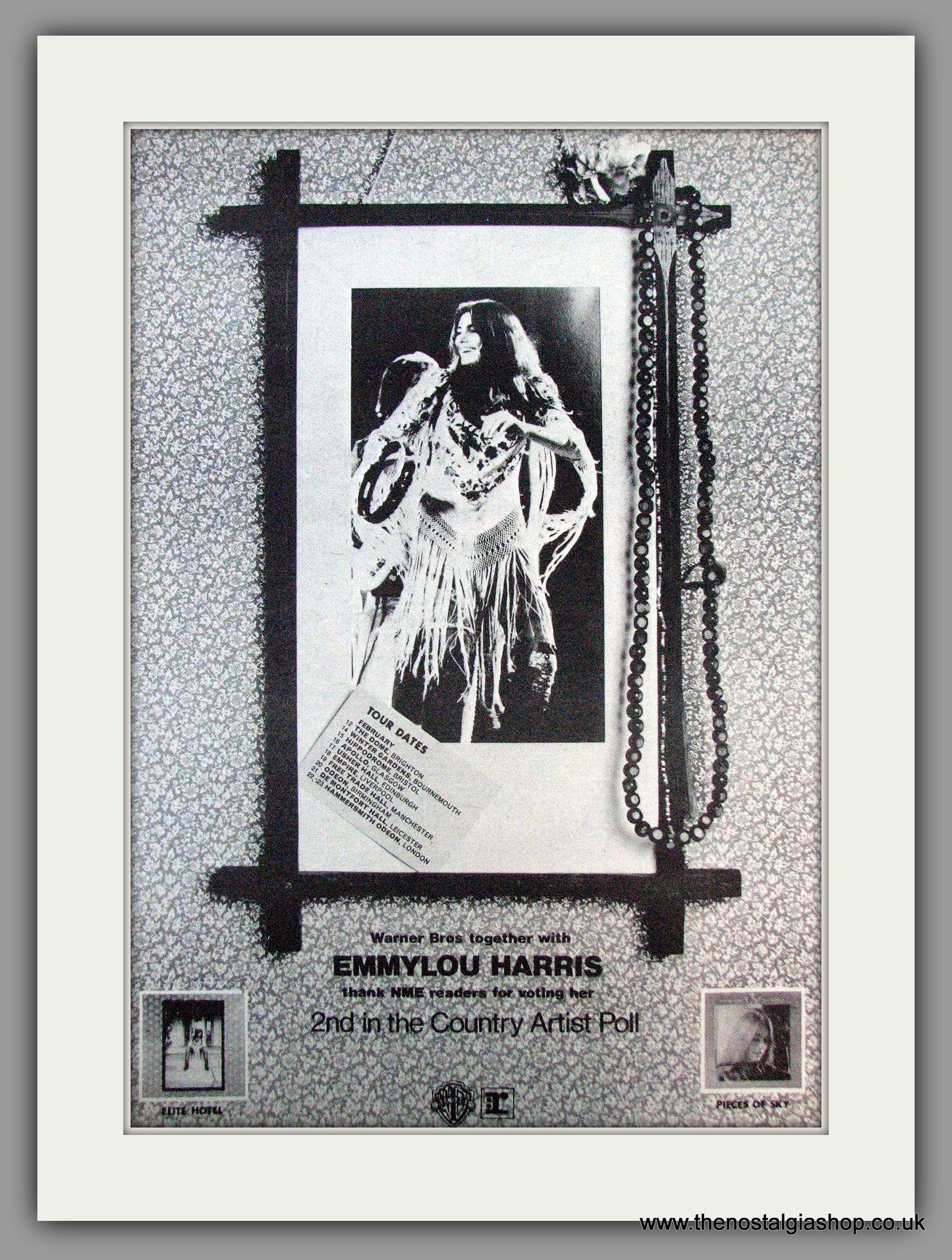 Emmylou Harris. Also UK Tour Dates. Vintage Advert 1976 (ref AD9771)