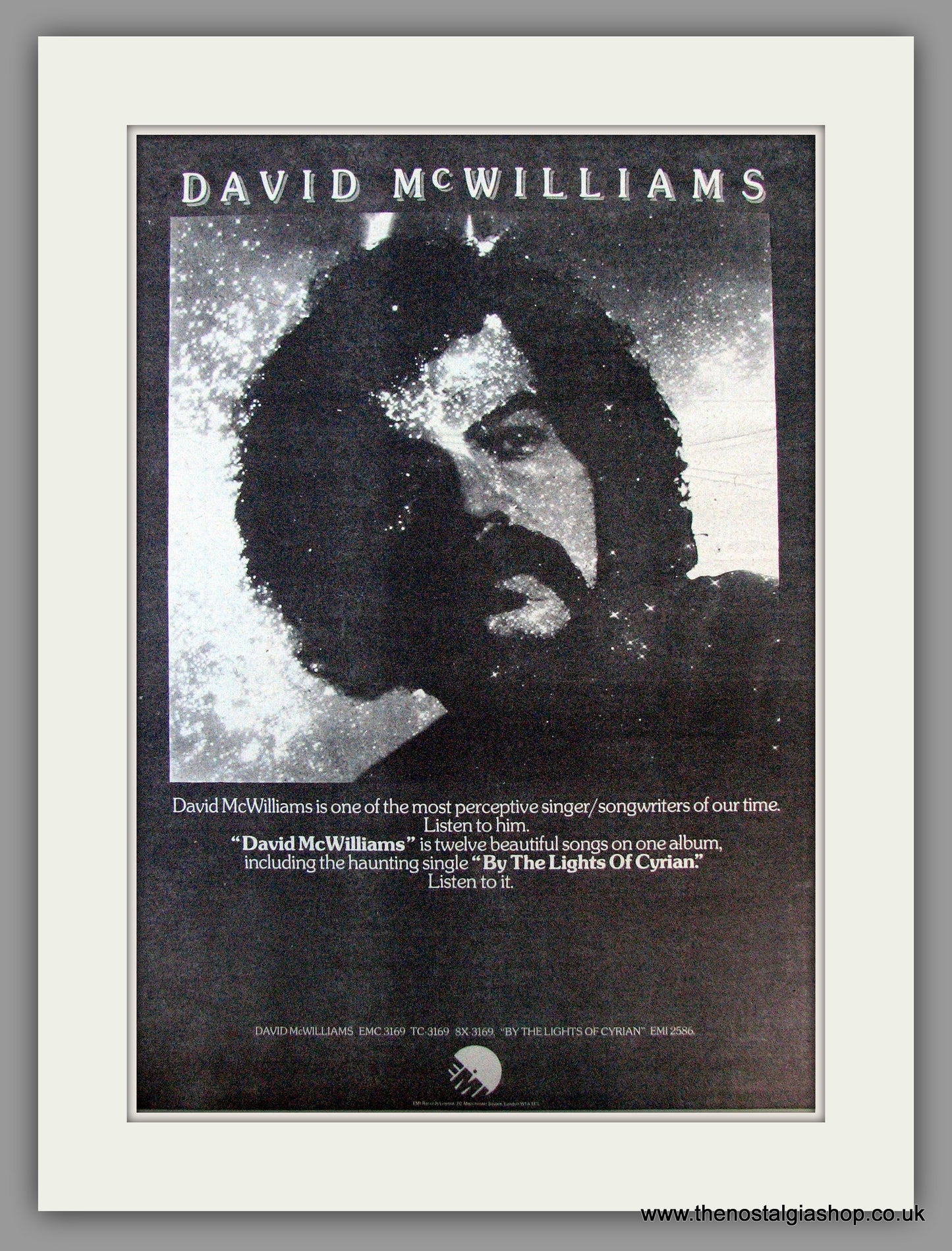 David McWilliams. By The Lights Of Cyrian. Vintage Advert 1977 (ref AD9783)