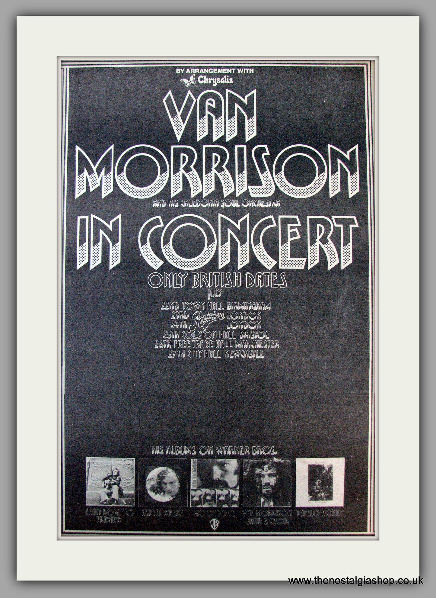 Van Morrison UK Tour Dates. Vintage Advert 1973 (ref AD9788)