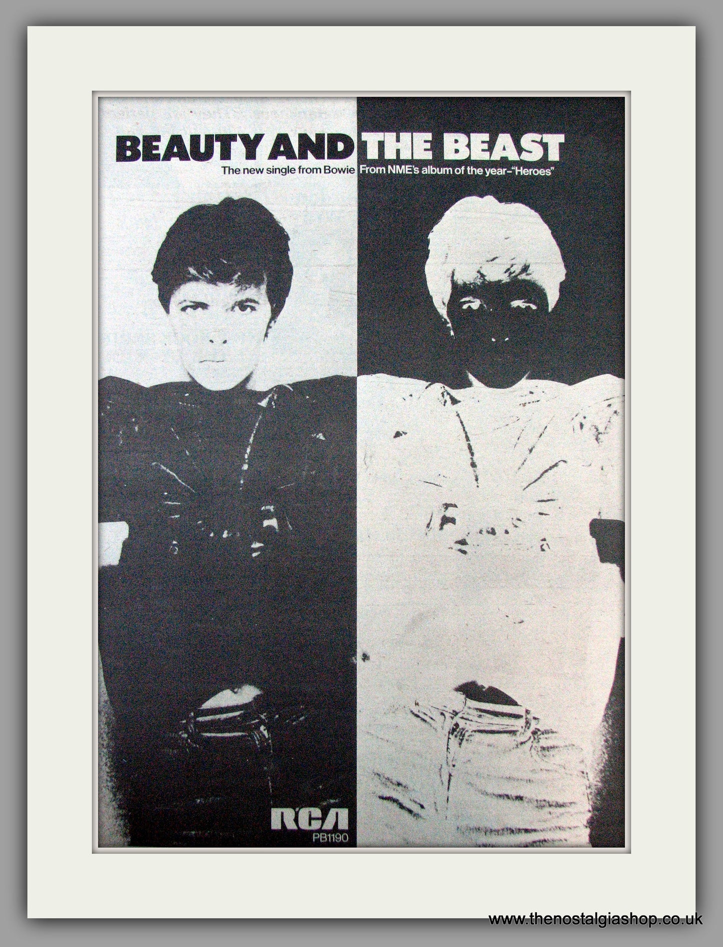 David Bowie. Beauty and the Beast. Heroes. Vintage Advert 1978 (ref AD9790)